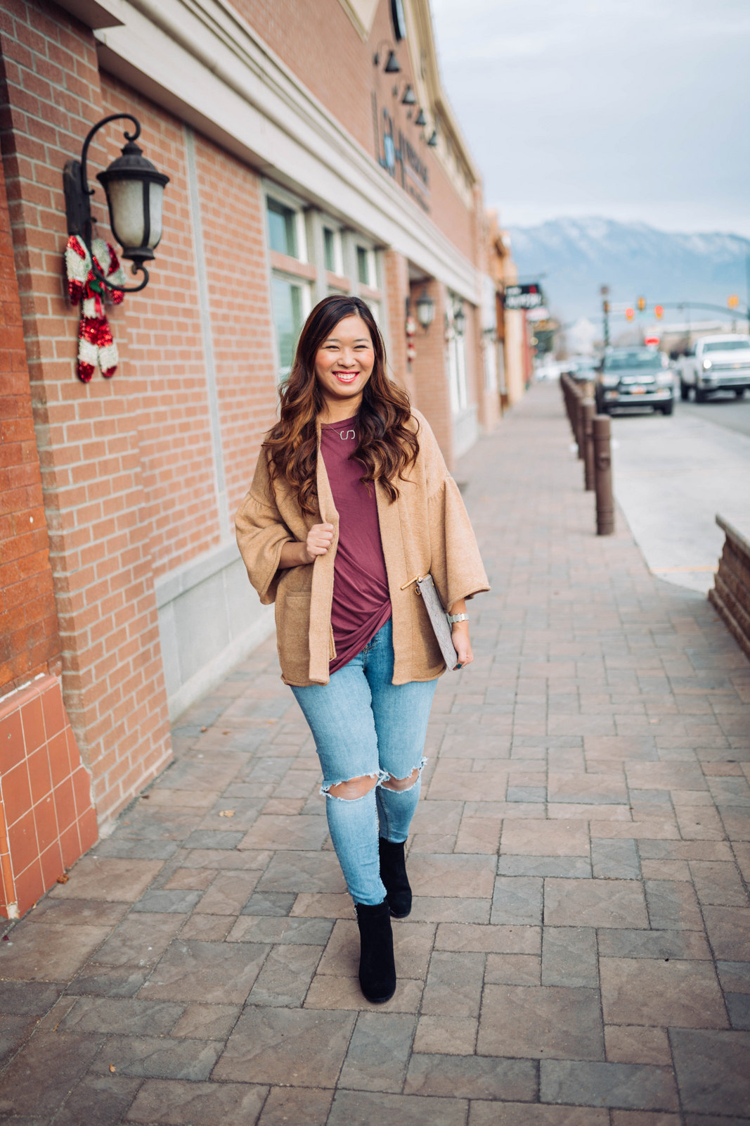 Bell Sleeve Cardigan + Black Boots by Utah fashion blogger Sandy A La Mode