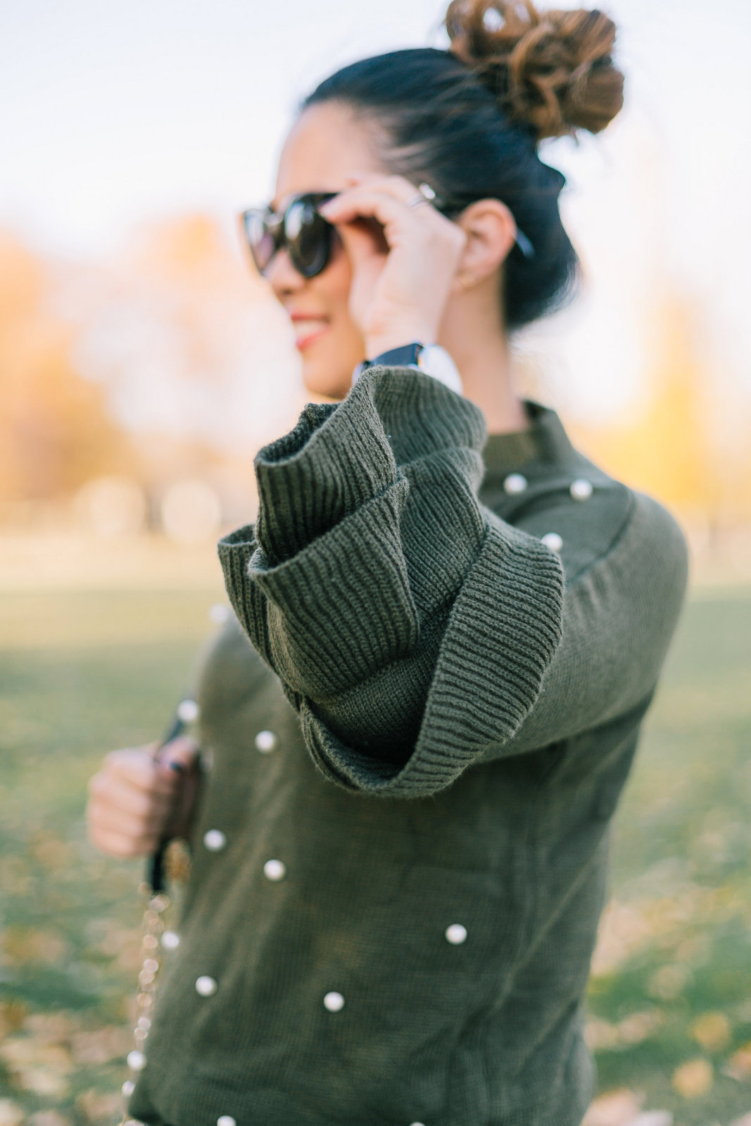 Pearl Embellished Sweater and Leopard Shoes by Utah fashion blogger Sandy A La Mode