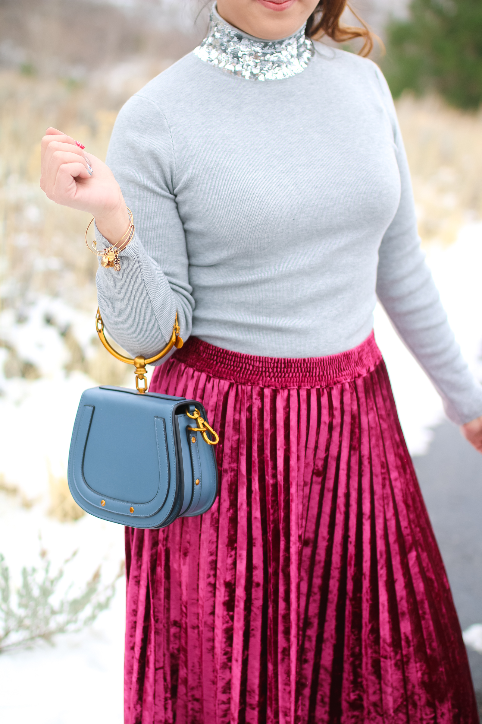New Years Eve Outfit Ideas: Sequins and Velvet by Utah style blogger Sandy A La Mode