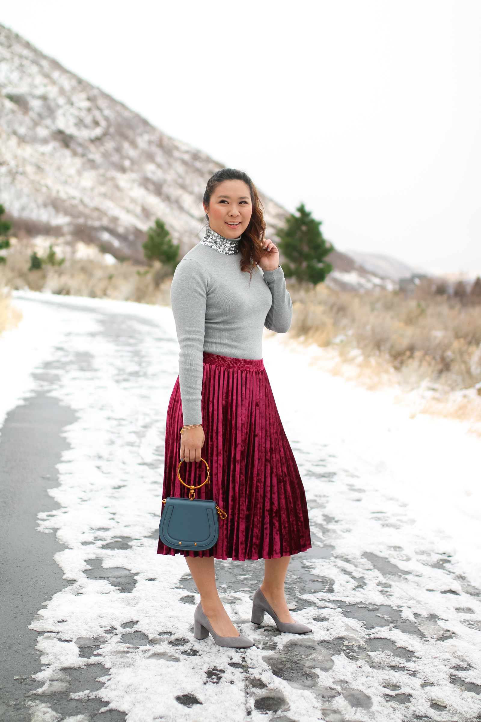 New Years Eve Outfit Ideas: Sequins and Velvet by Utah style blogger Sandy A La Mode