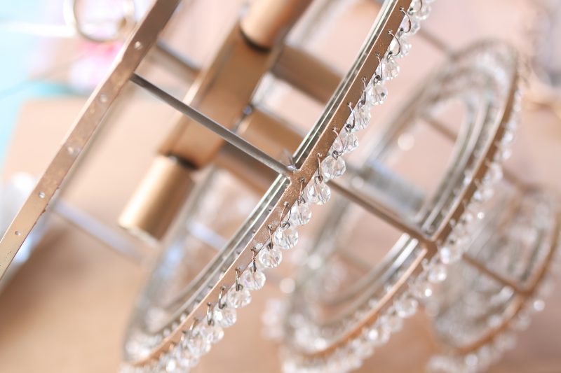 DIY Gold Beaded Chandelier by popular Utah style blogger Sandy A La Mode