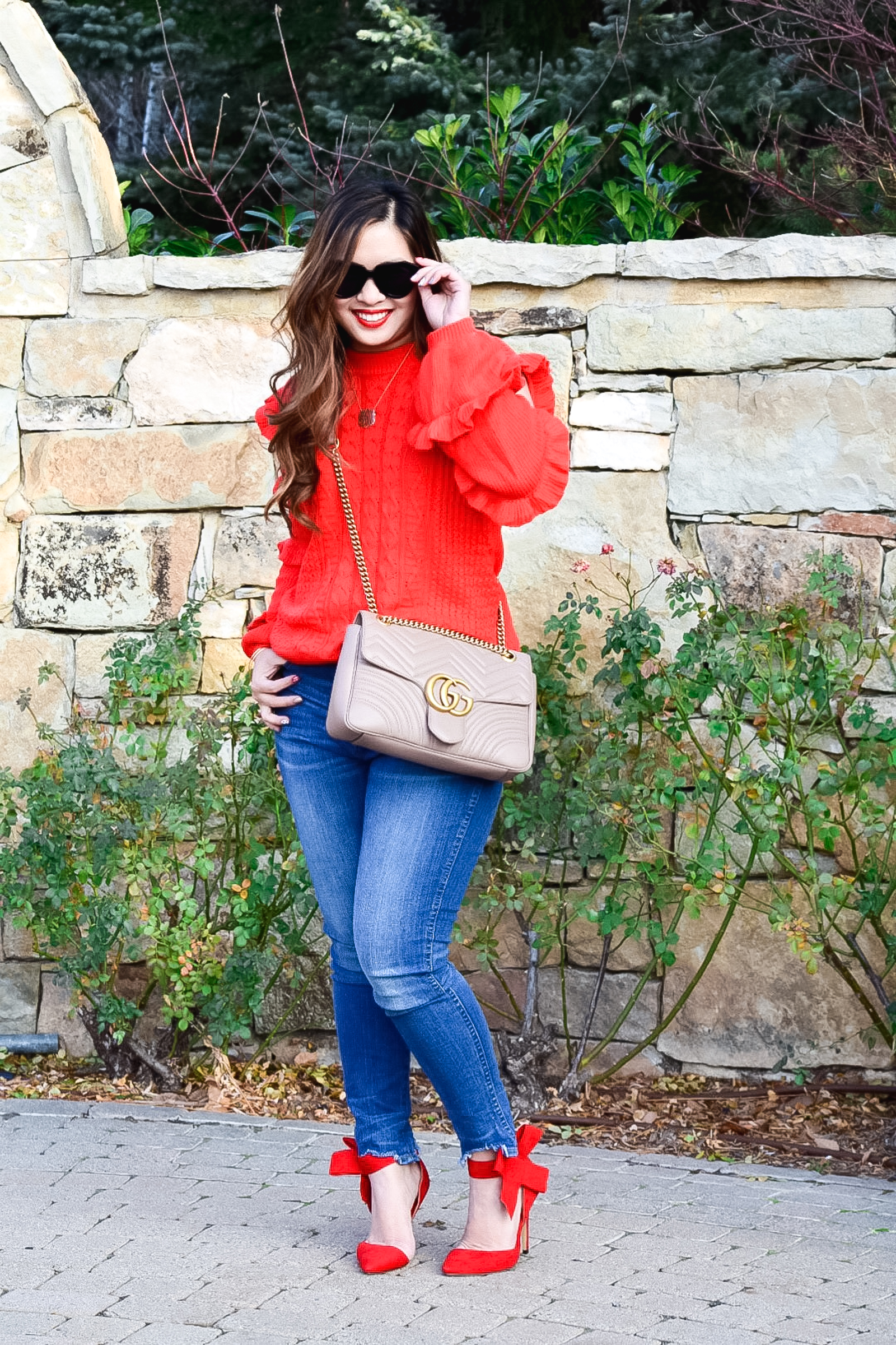 Red Gucci New Season Marmont  Fashion, Gucci bag outfit, Red bag