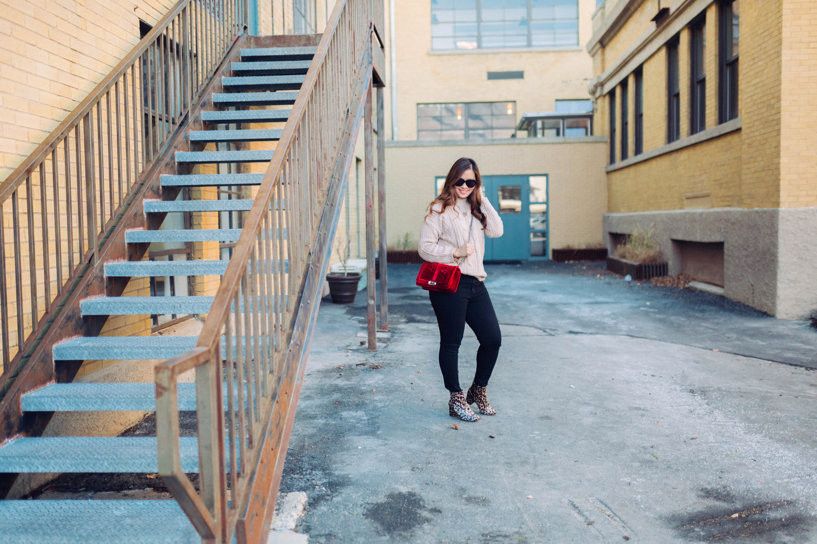 Distressed Sweater + Leopard Booties by popular Utah style blogger Sandy A La Mode