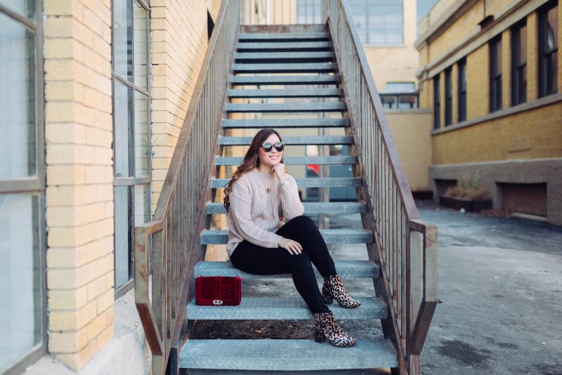 Distressed Sweater + Leopard Booties by popular Utah style blogger Sandy A La Mode