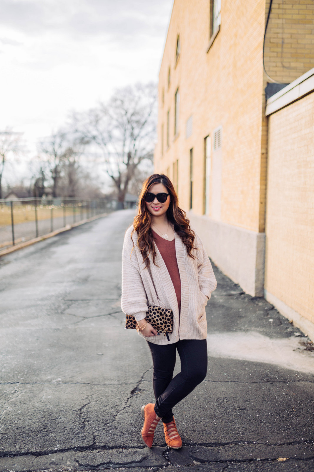 Lace Up Back Sweater + Cozy Cardigan by Utah style blogger Sandy A La Mode