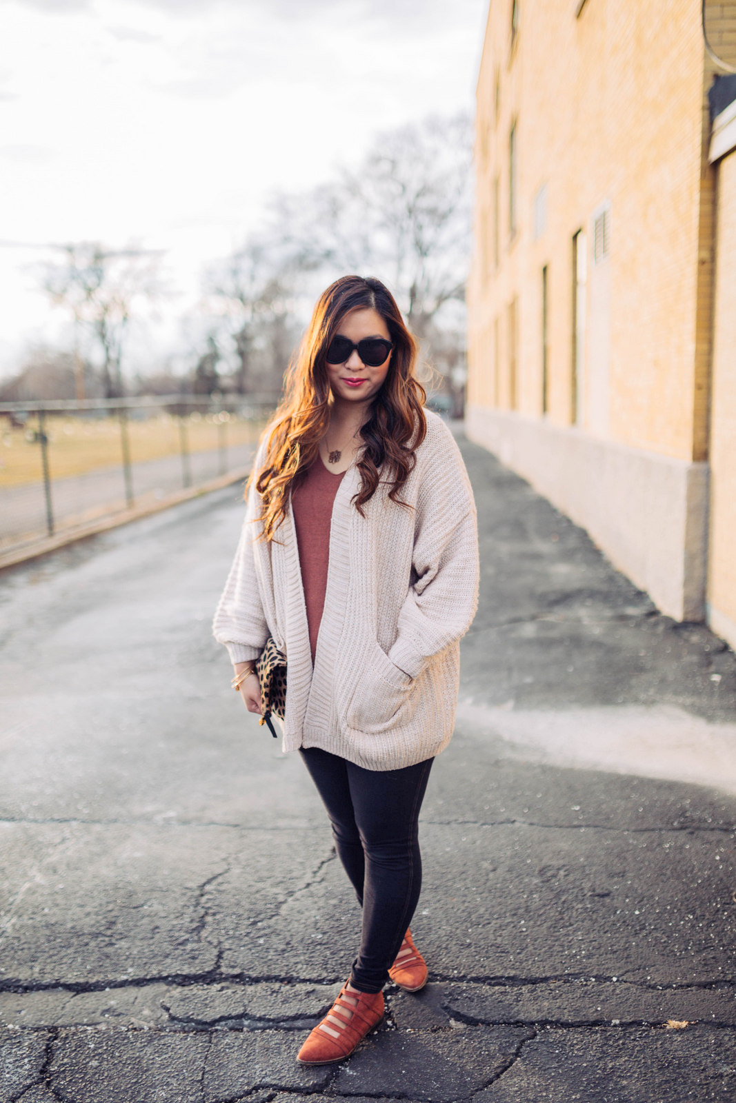 Lace Up Back Sweater + Cozy Cardigan by Utah style blogger Sandy A La Mode