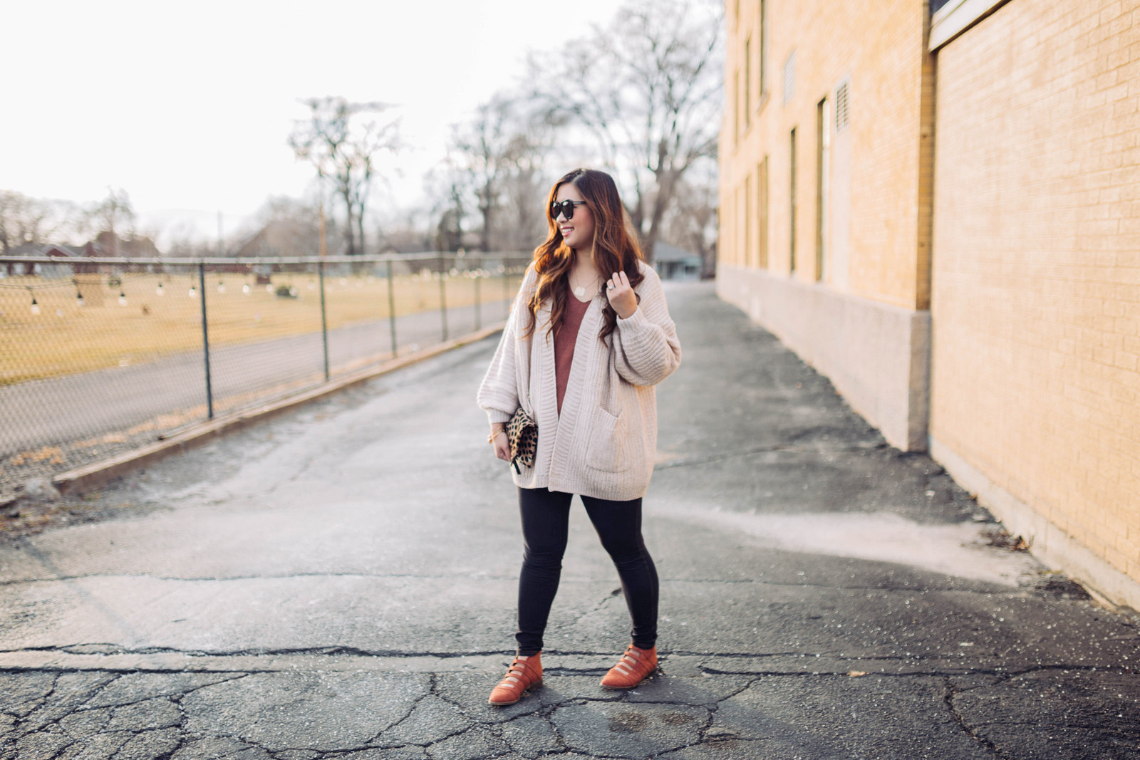 Lace Up Back Sweater + Cozy Cardigan by Utah style blogger Sandy A La Mode