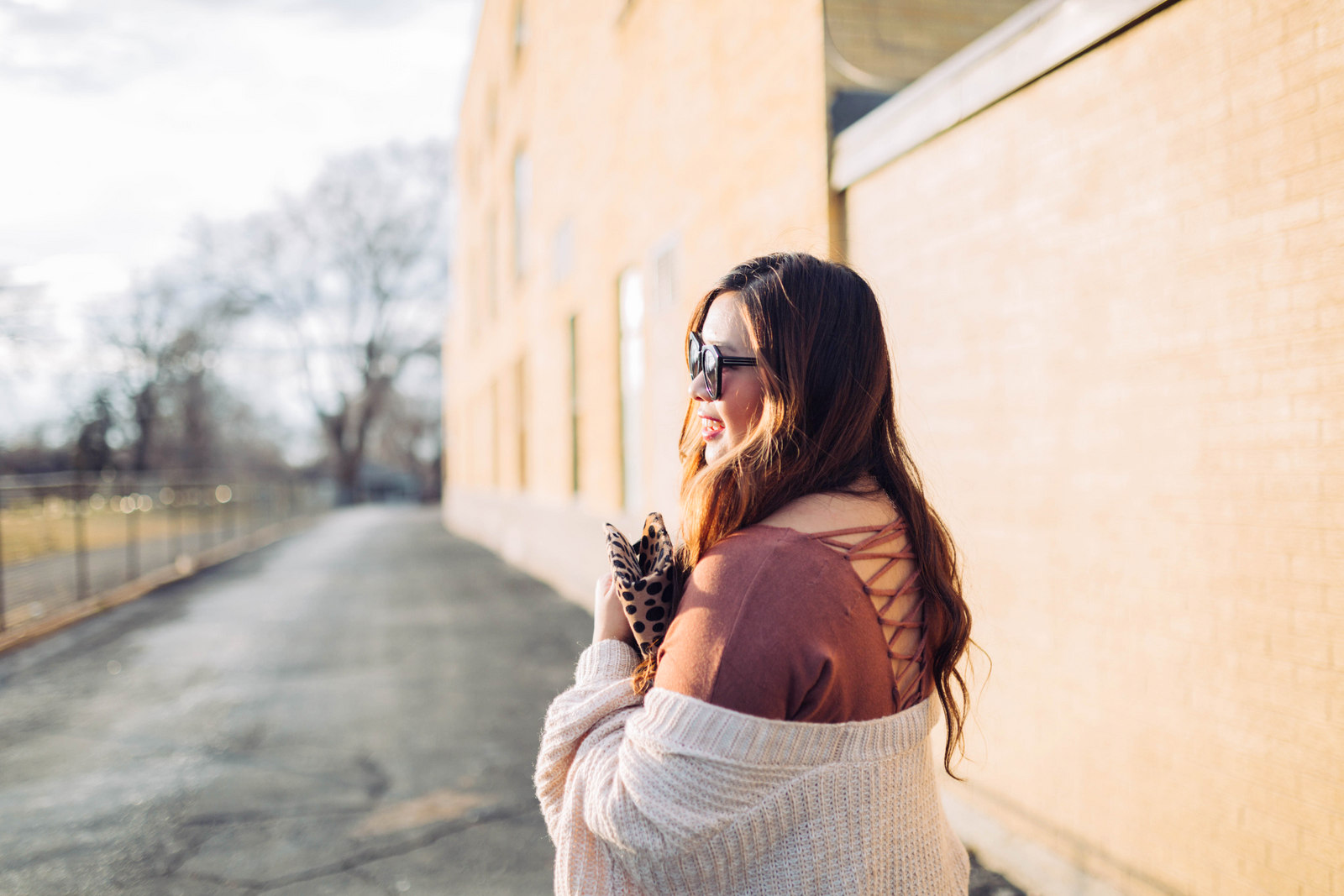 Lace Up Back Sweater + Cozy Cardigan by Utah style blogger Sandy A La Mode