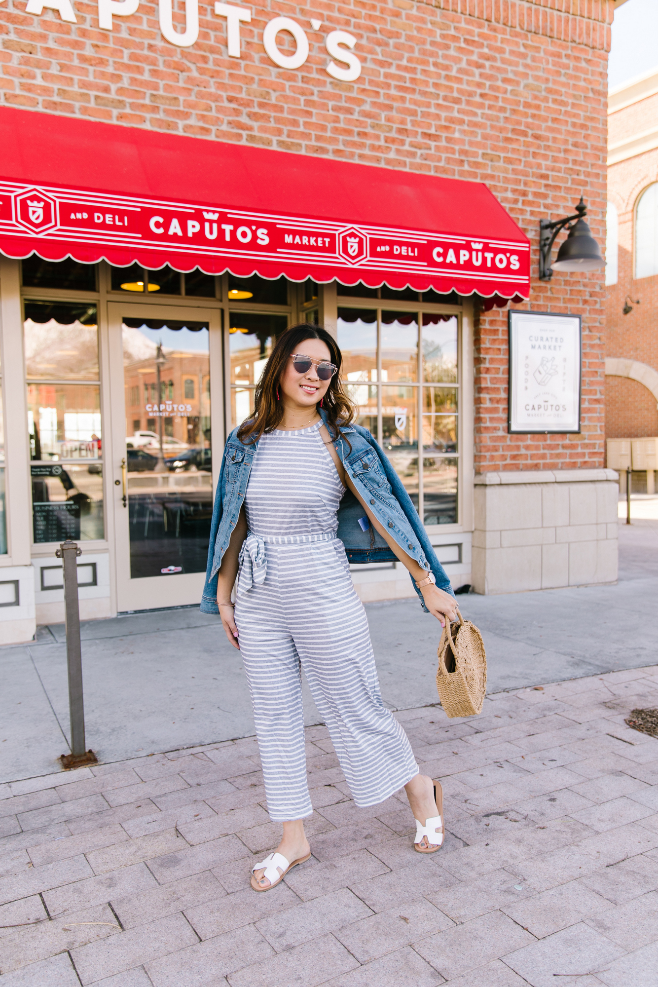 Blue Jumpsuit and Denim Jacket - Curated by Jennifer