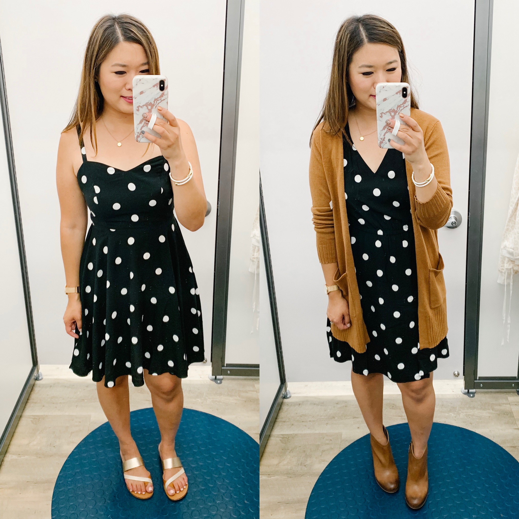 old navy black polka dot dress